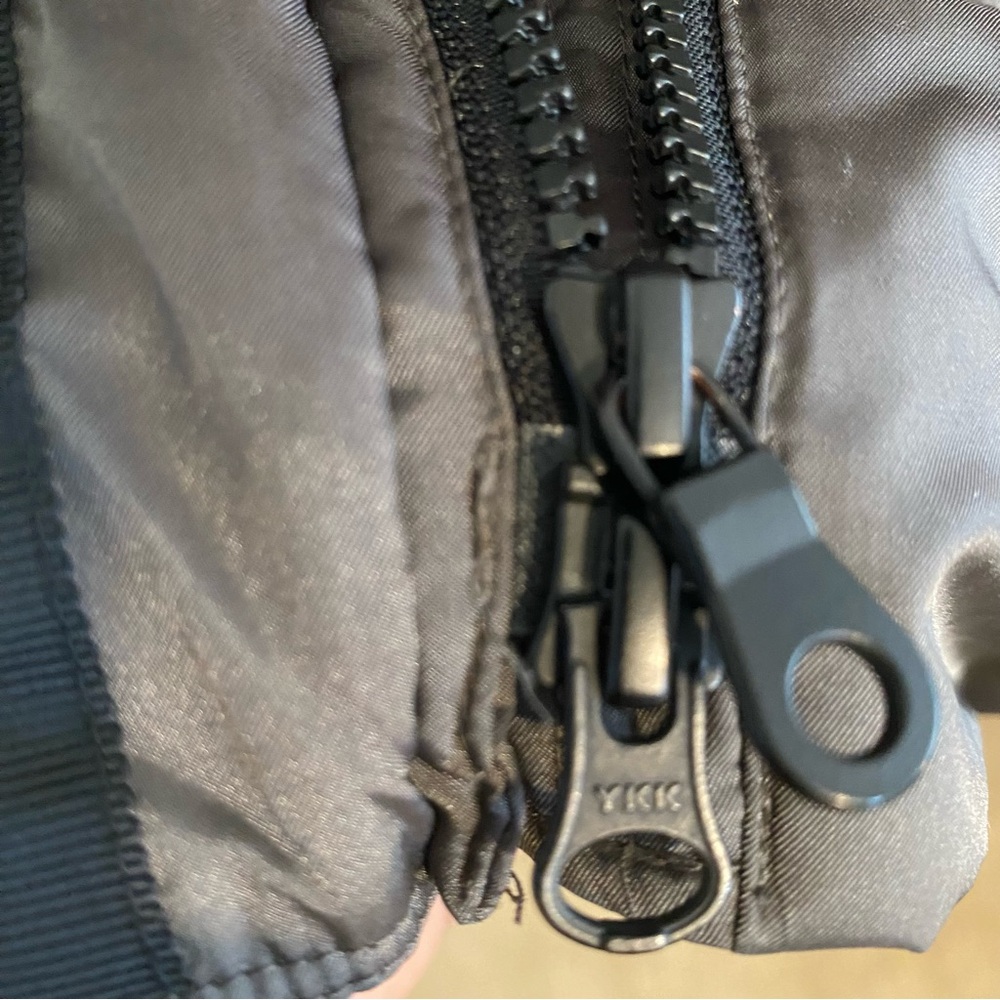 Lands' End Gray Squall Parka Down Coat with Faux Fur Trim. - Picture 6 of 7